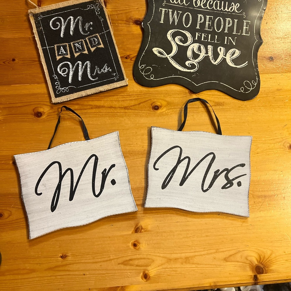 Hobby Lobby Black and White Mr. & Mrs. Signs